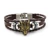 Punk Dominant Wolf Head Bracelet Men's Accessories Leather Rope Bracelets Fashion Jewelry Gifts