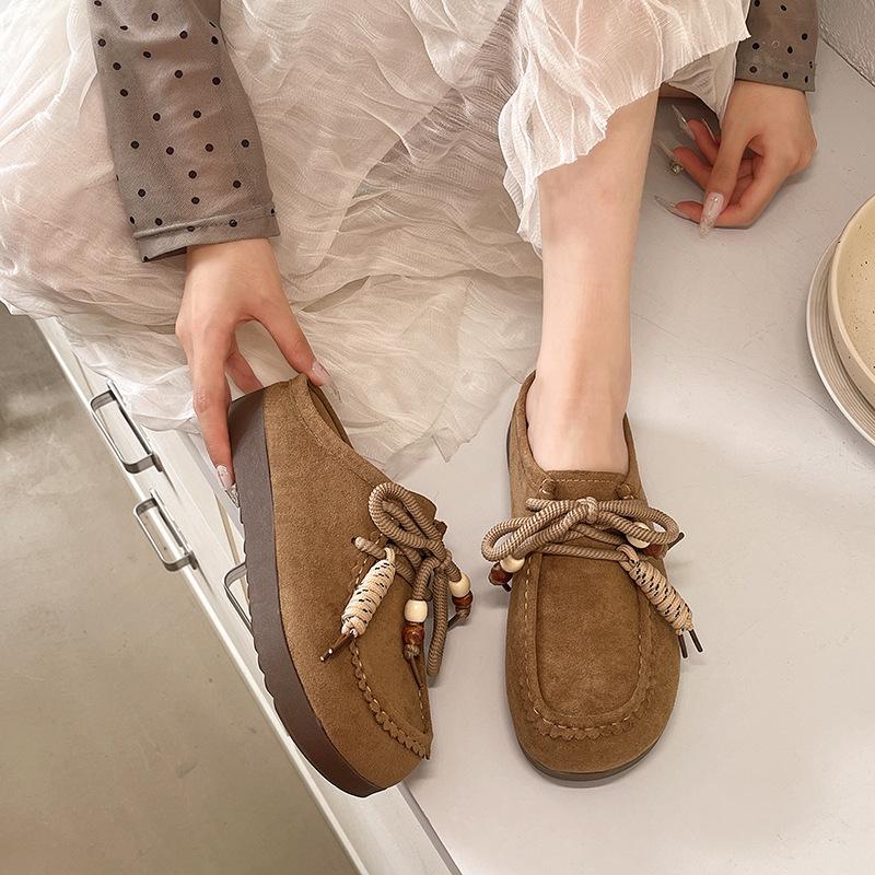 Retro lace-up Boken shoes bag head half slippers women's outerwear 2025 autumn new one-pedal platform Muller sandals