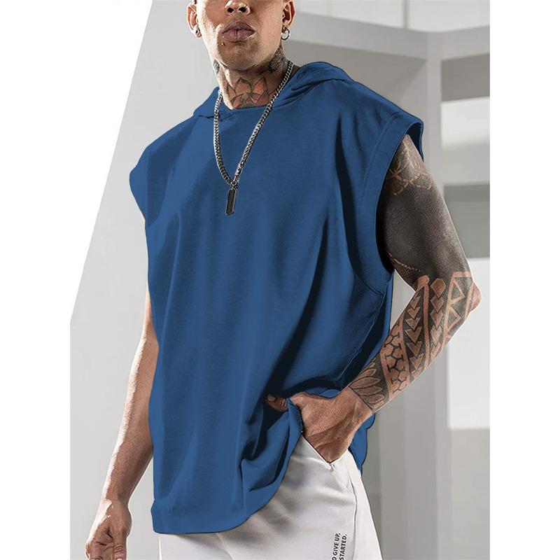 Men Sleeveless Hoodie Muscle Fit Workout Tank Top Casual Gym Sweatshirt