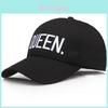 Boné de Baseball Preto Premium Queen/King Com Estampa de Letras Hip Hop Para Casais