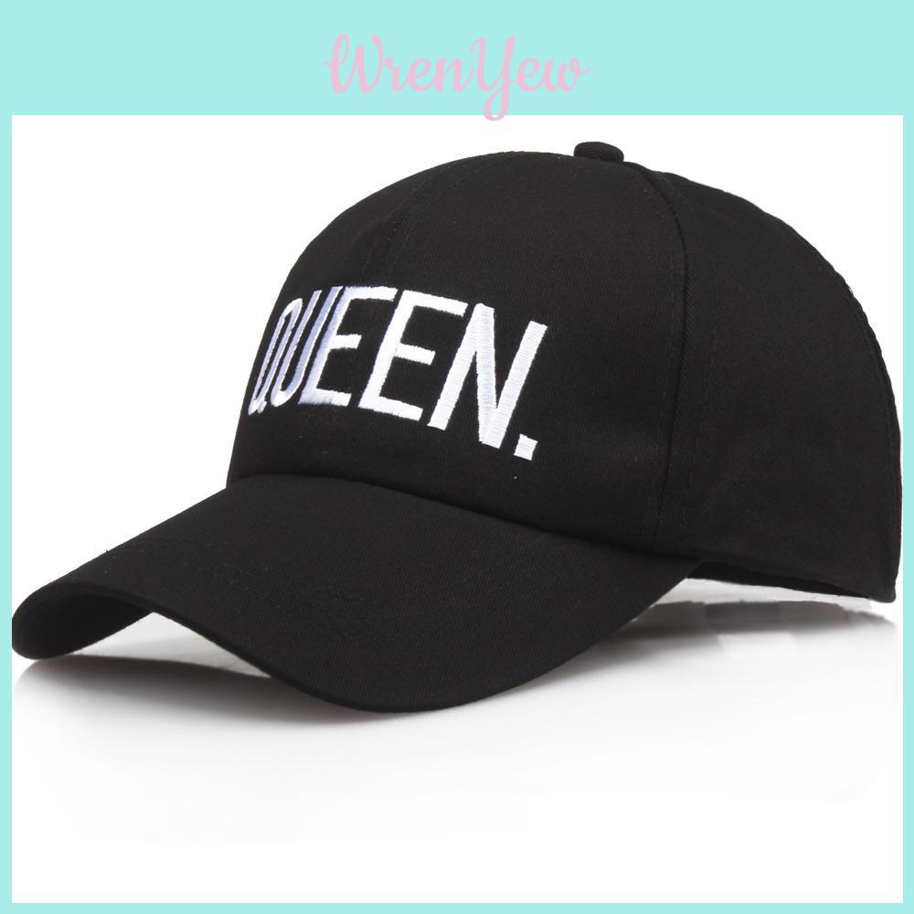 Premium Black Queen/king Baseball Cap With Hip Hop Letter Print For Couples