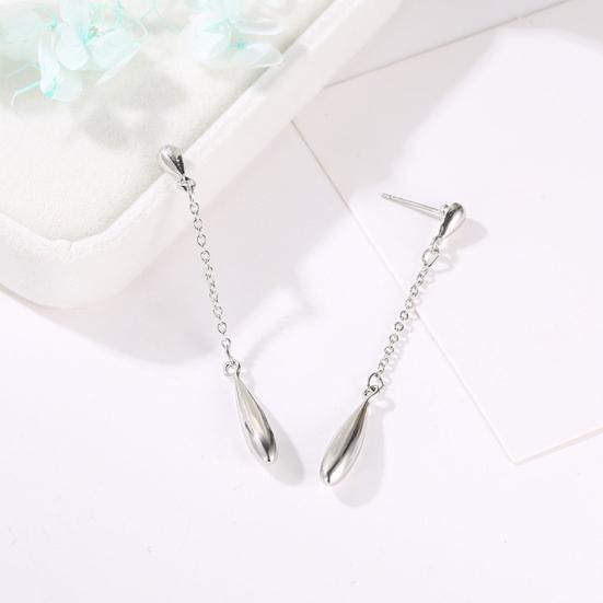 1 Pair Women Drop Earrings Long Tassel Waterdrop Pendant Polished Solid Color Lightweight Hanging Prom Party Wedding Dangle Earrings