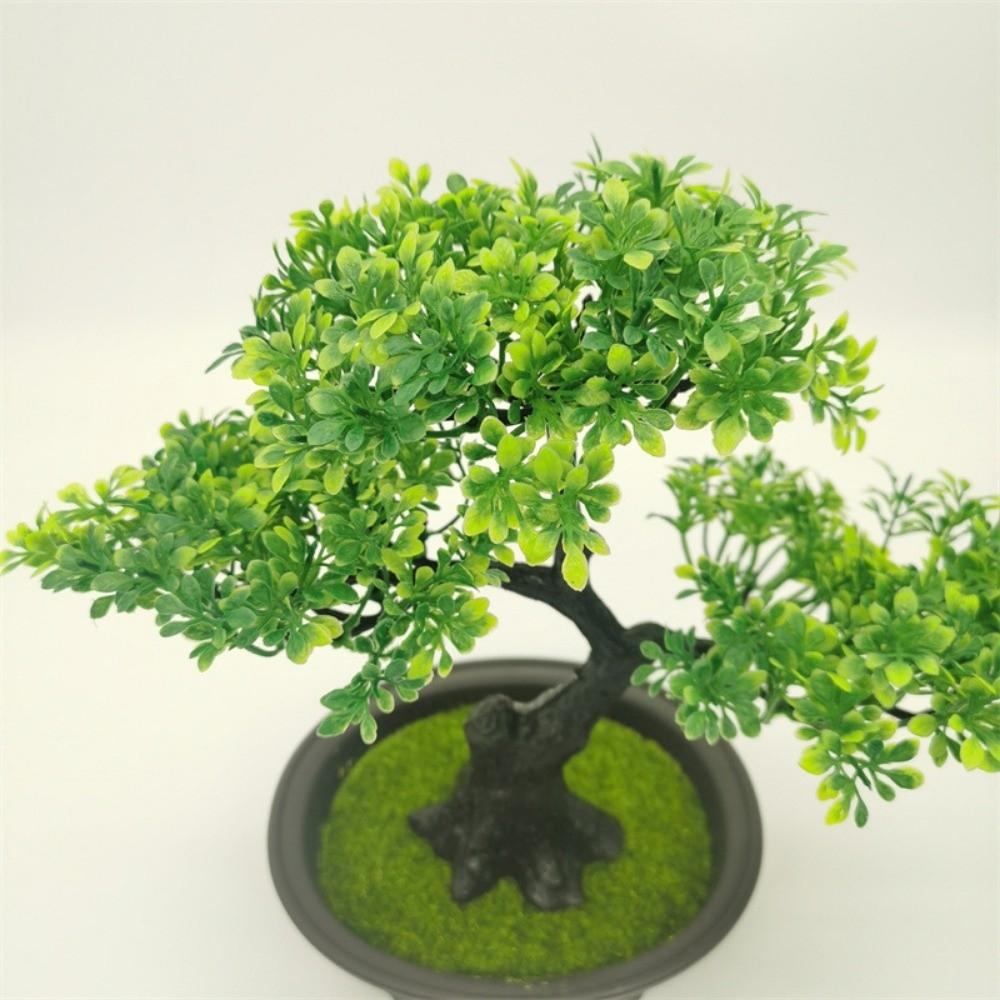New Green Artificial Bonsai Tree Simulated Greeting Pine Artificial Faux Plants Black Fake Potted Plant Living Room Ornaments