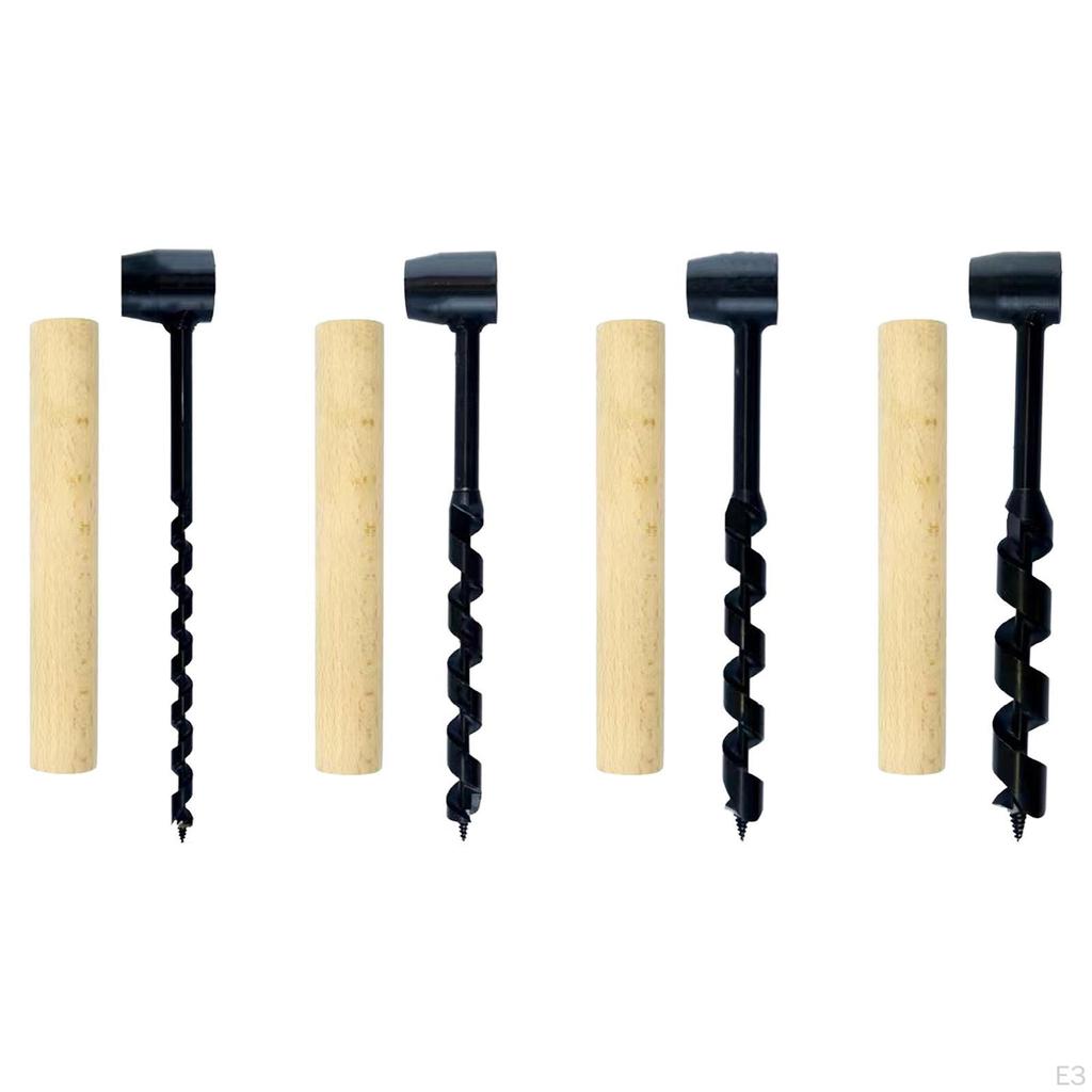 Auger Drill Hand Hole Bit Easy To Use Multipurpose Survival Tool with Wooden Handle for Hiking
