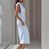 2026 Spring Women's European and American Solid Color French Dress: Elegant Buttoned Split Hip-Hugging Skirt