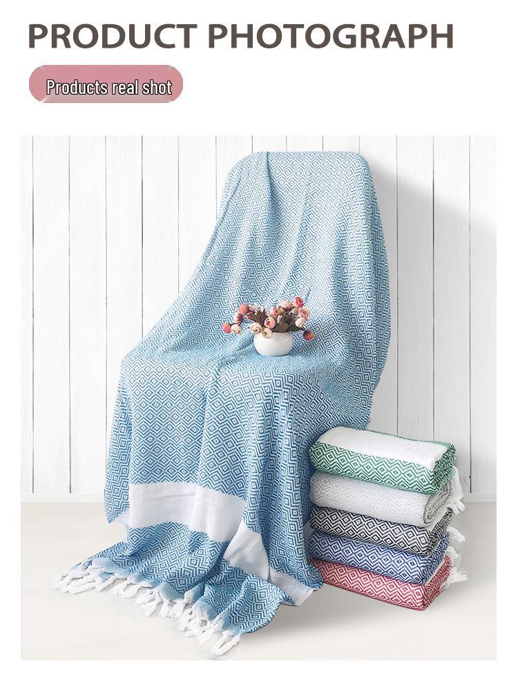 Turkish Cotton Tassel Beach Towel - Absorbent, Customizable, Versatile for Bath or Sun Protection