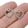 10Pcs Silver Plated Pink Crystal Heart Charm Pendant For Jewelry Making Earrings Bracelet Necklace Accessories Diy Findings