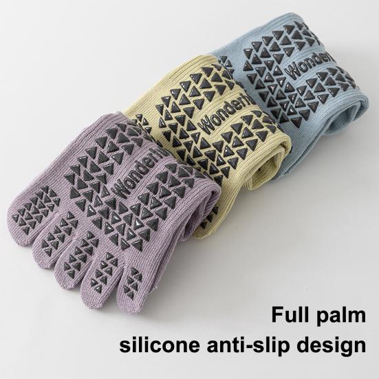 1 Pair Yoga 5-Toe Socks with Non-slip Gripper Breathable Mid-calf Socks Summer Women Ballet Dance Pilates Cotton Toe Crew