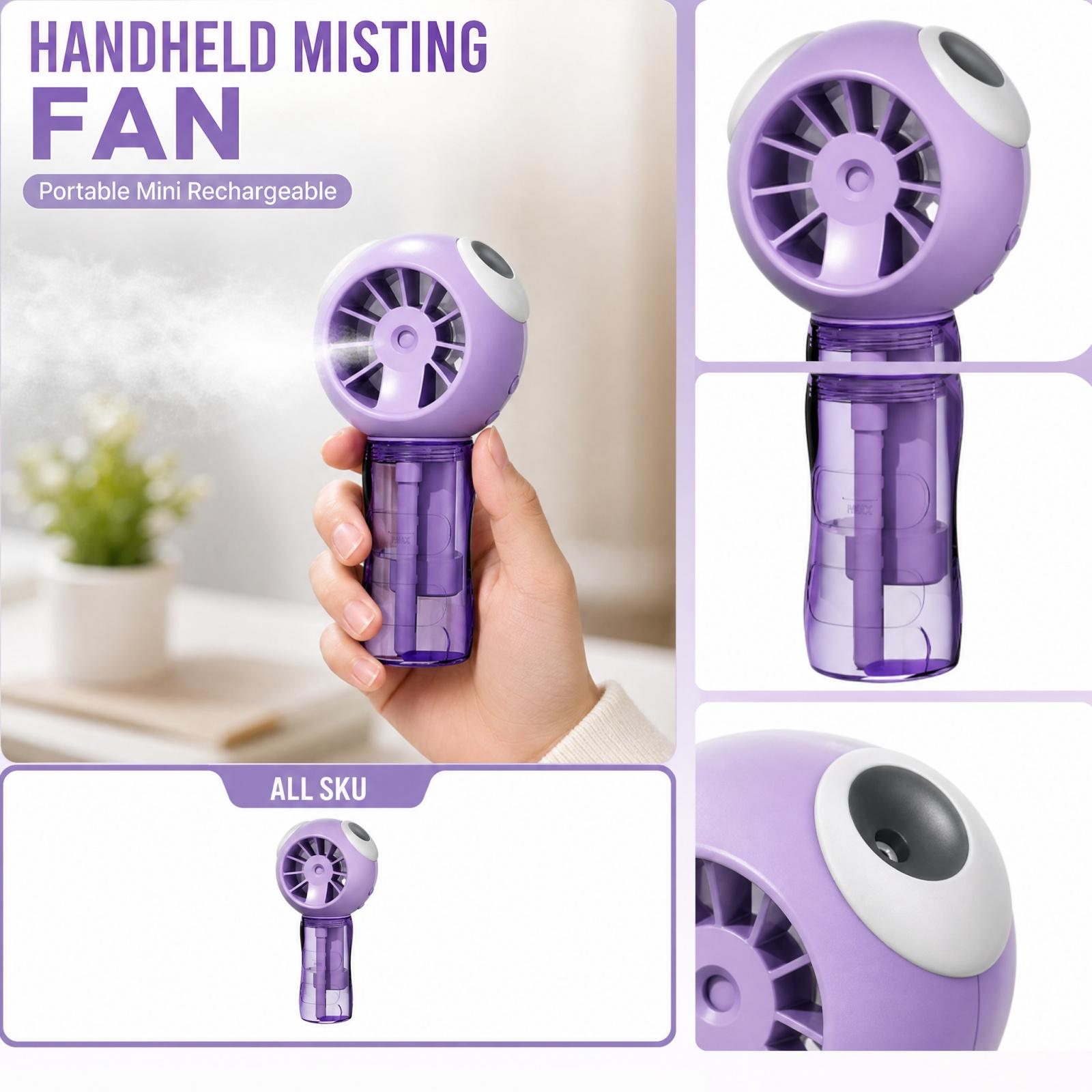 Handheld Spray Fan with - Portable Rechargeable Fan for Outdoor One Size