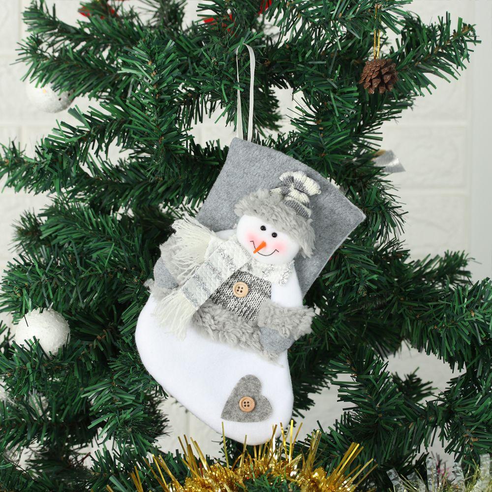 Xmas Tree Ornament Present Pocket Christmas Stockings Hanging Socks Santa Claus Candy Bag