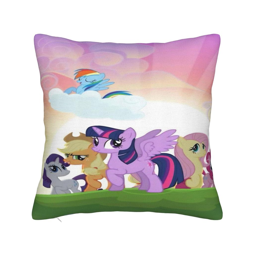 Cute M-My Cartoon P-Pony L-Little Pillow Cover Rainbow Novelty Pillow Case For Sofa Home Decor Soft Pillowcases Gift