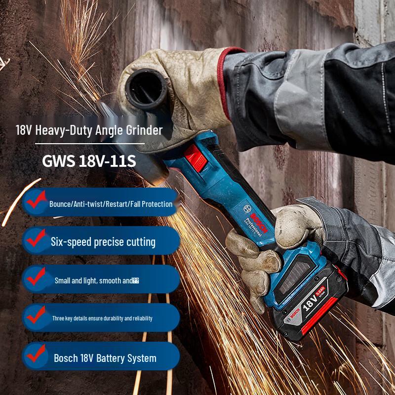 Bosch GWS18V-11S Cordless Brushless Angle Grinder CN Plug (adapter Included)