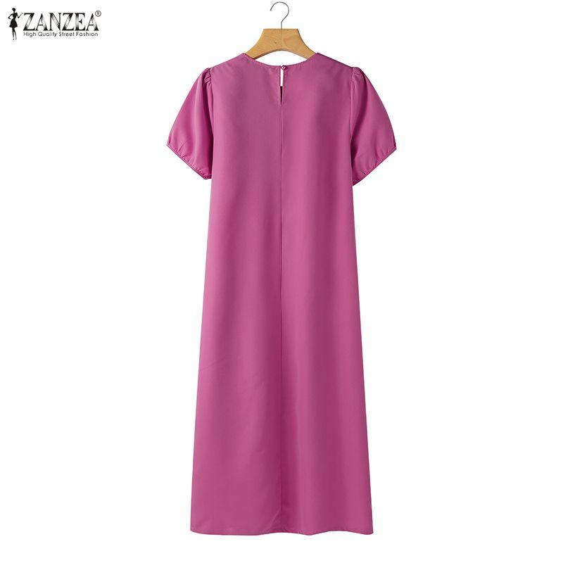 ZANZEA Women Daily Casual Round Neck Short Sleeve Floral Print Dress
