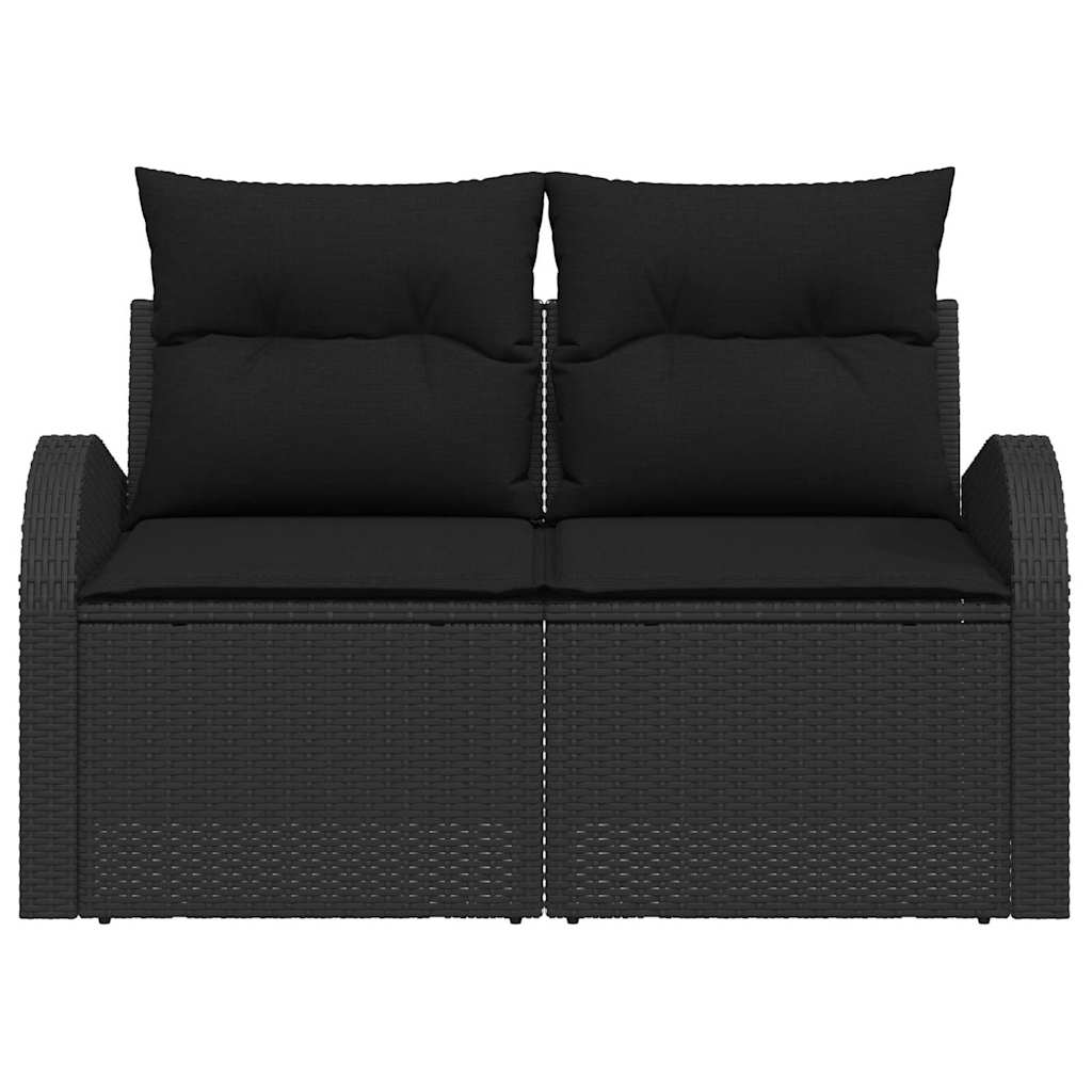 Garden Sofa with Cushions Black 124 X 62 X 69 Cm Poly Rattan