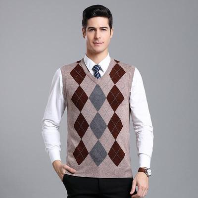 Herren V-Ausschnitt Ärmellose Strickweste - Frühling/Herbst W916