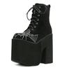 Gdgydh Damenstiefel Goth Spinnennetz Bestickte Schuhe Hoher Absatz Stiefeletten Hohe Plateauschuhe Qualität Mode Punk Klobige Absätze Reißverschluss