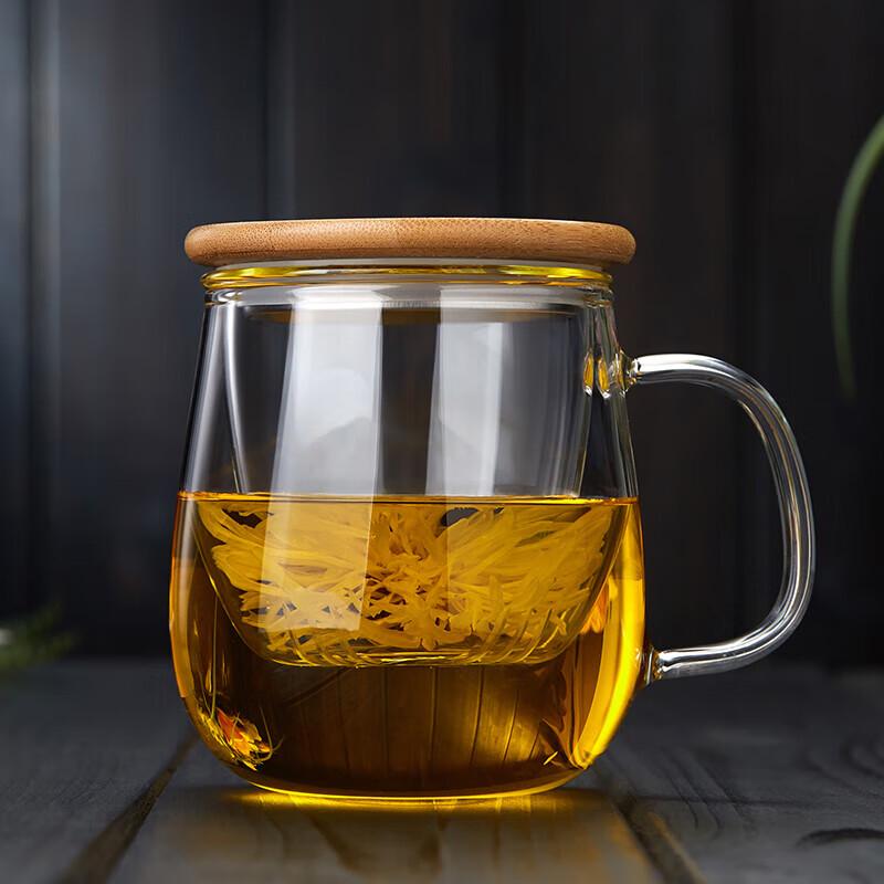 

Thickened Glass Tea Cup with Infuser and Bamboo Lid
