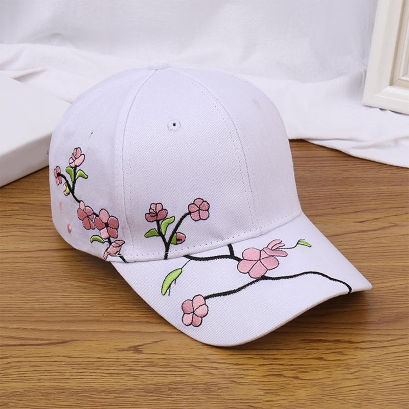 Fashion Baseball Hat for Girl Embroidery Flower Hat Windproof Baseball Hat Breathable Sunproof Hat for Outdoor Activity