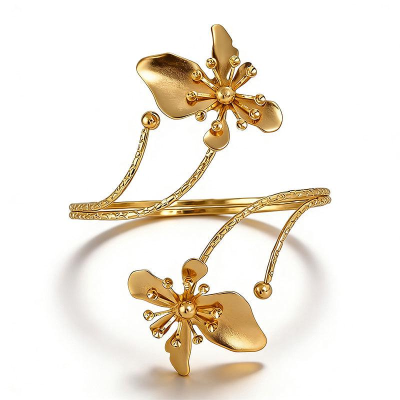 

Orchid Design Exaggerated Armband – Versatile Fashion Bracelet for Women золотой