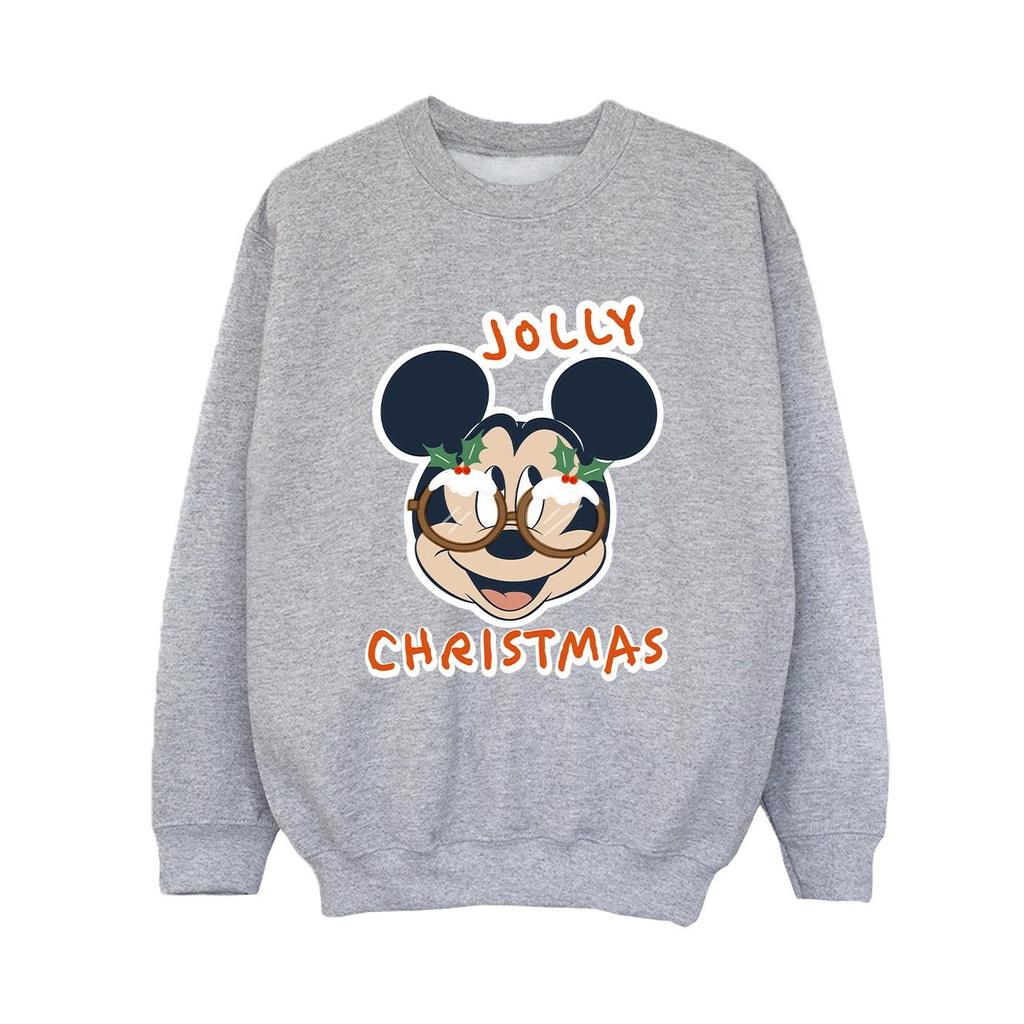 Disney Boys Mickey Mouse Jolly Christmas Glasses Sweatshirt