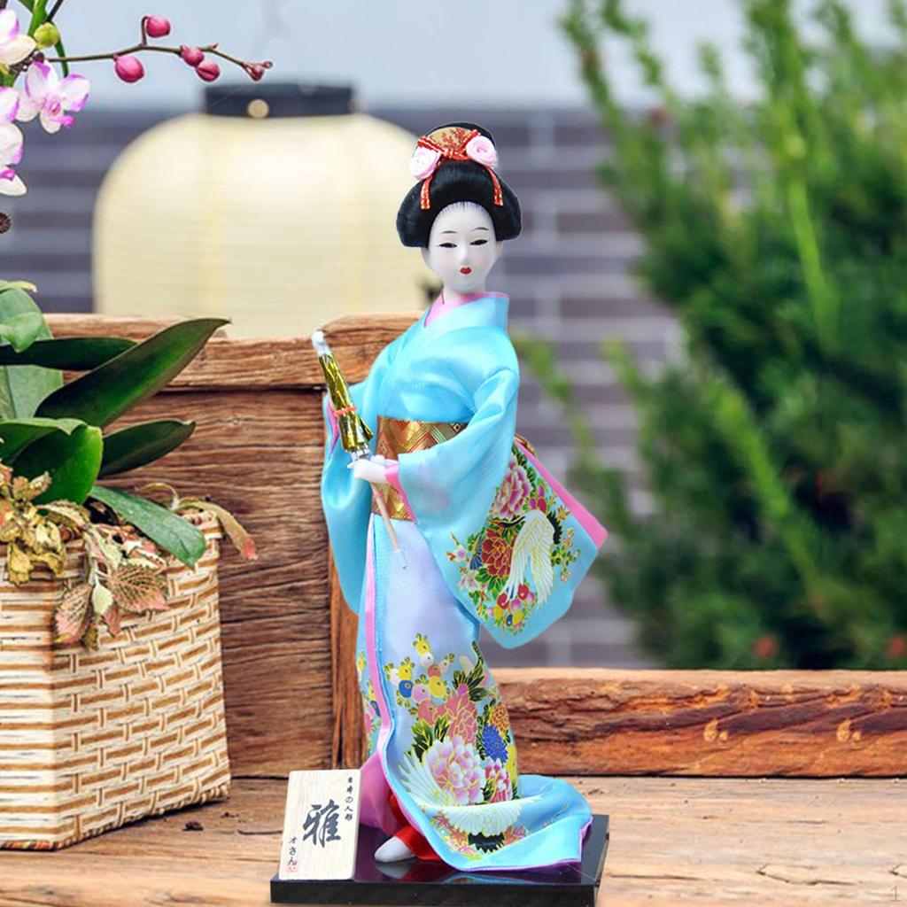 Japanese Kimono Doll Asian Statue Lady Statuette Decorative Collectible Figurine Kabuki for