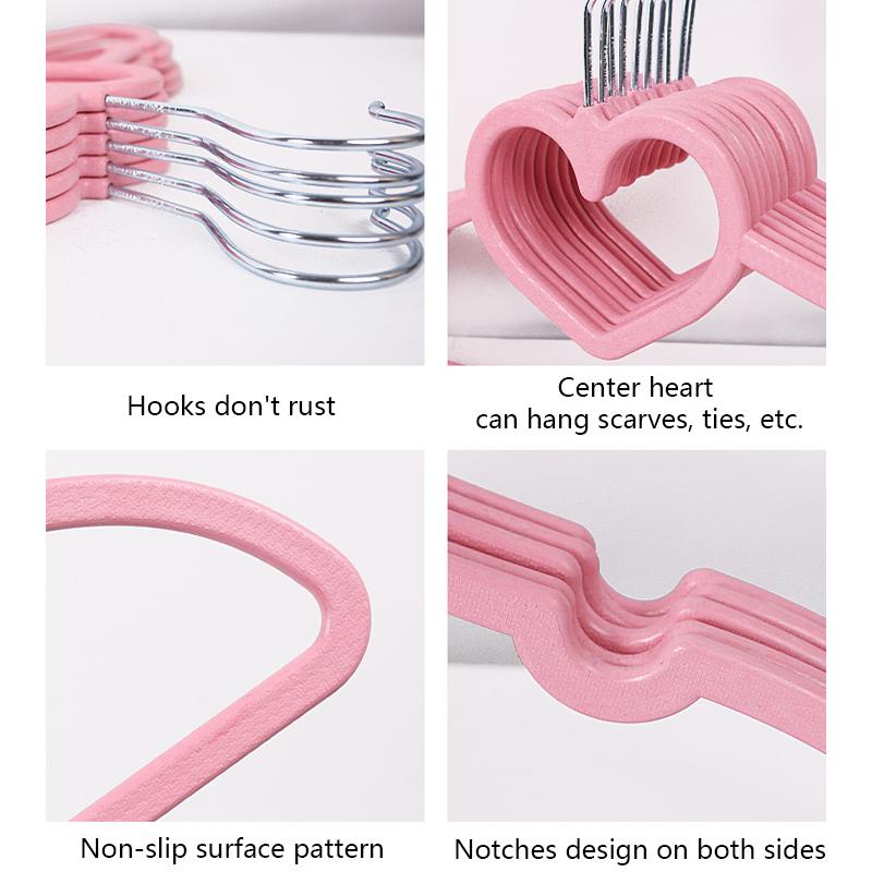 5/10/20pcs Clothes Hangers,Durable ABS Pink Love Bow-Knot Pattern Hanger for Wardrobe Storage,Non-Slip Hanging Organizer Rack