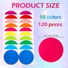 Maitys 120 Pieces 5 Inch Large Round Stickers Labels Classroom Floor Stickers Dots Circles Moving Labels for Boxes, Color Coding Dots for Home