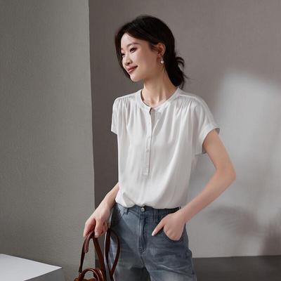 SOFSIL Women's Silk Blend Short Sleeve Blouse