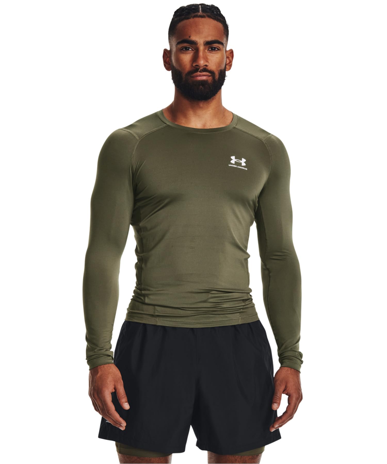 Under Armour UA HG Armour Comp LS 1361524 390 Marine OD Green White 3XL