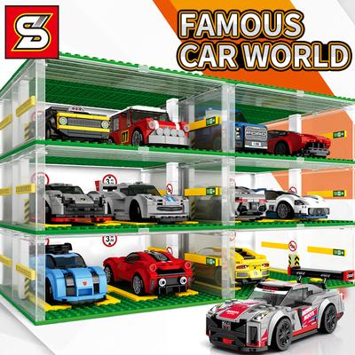 S5109 Famous Car World 3D Parking Lot Storage Display Box Building Blocks Children Toys Gifts Car Model Collection Toy