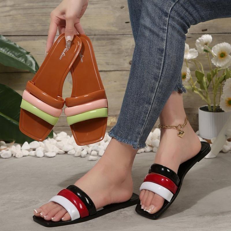 

Large-sized Shoes Slippers Low-heeled Shoes Women s Beach Flip-flops 41 хакі