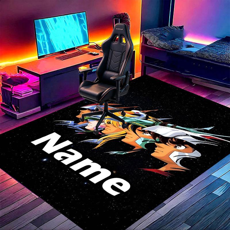 Custom Name Personalized Saint Seiya Print Carpet, Versatile Home Decor Rug, for Playroom, Apartment, Balcony, Entryway, Hallway Gift