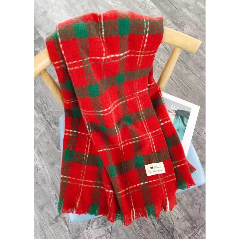 New Korean Version of Men's and Women's Meteor Shower Plaid Scarf Men's Fashion Autumn and Winter Versatile Plaid Thickened Scarf for Women