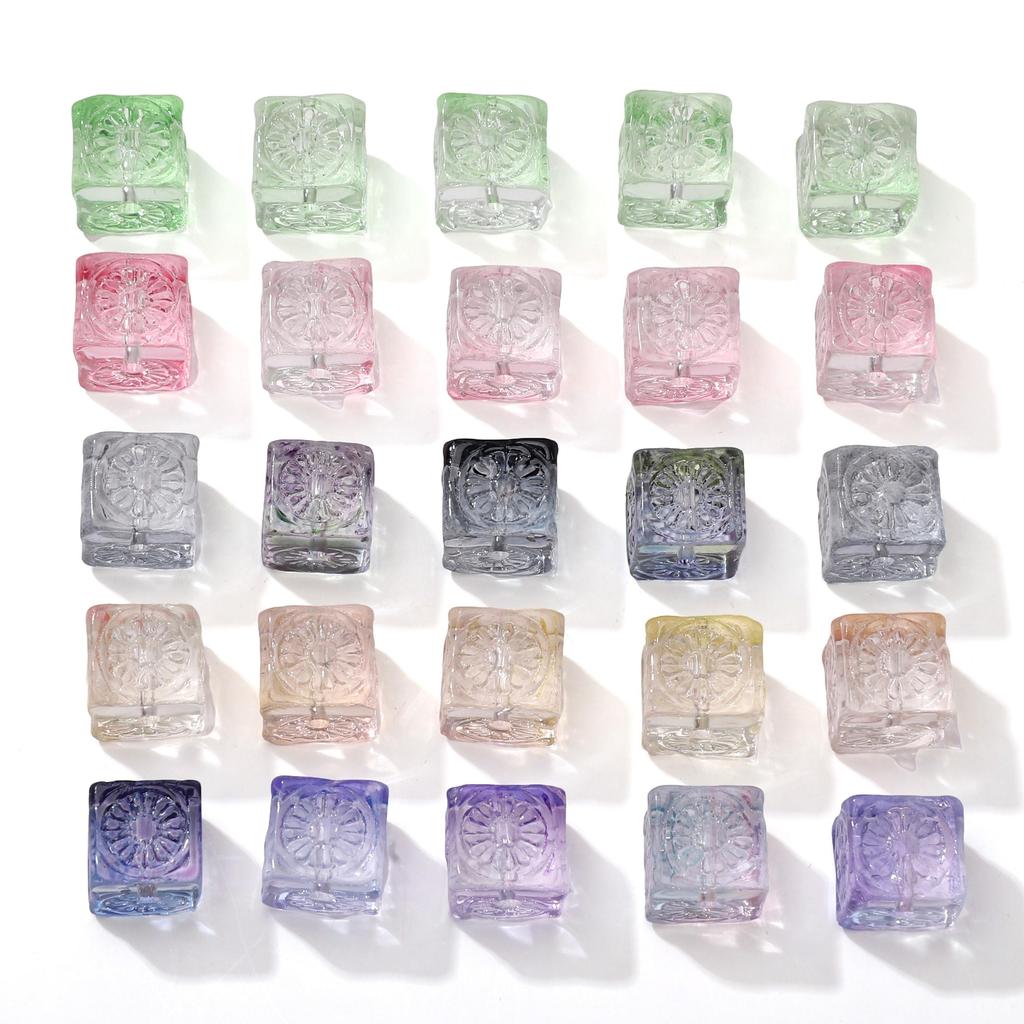 5Pcs Glass Beads Magic Cube Loose Spacer Beads for Jewelry Making DIY Bracelet Necklace
