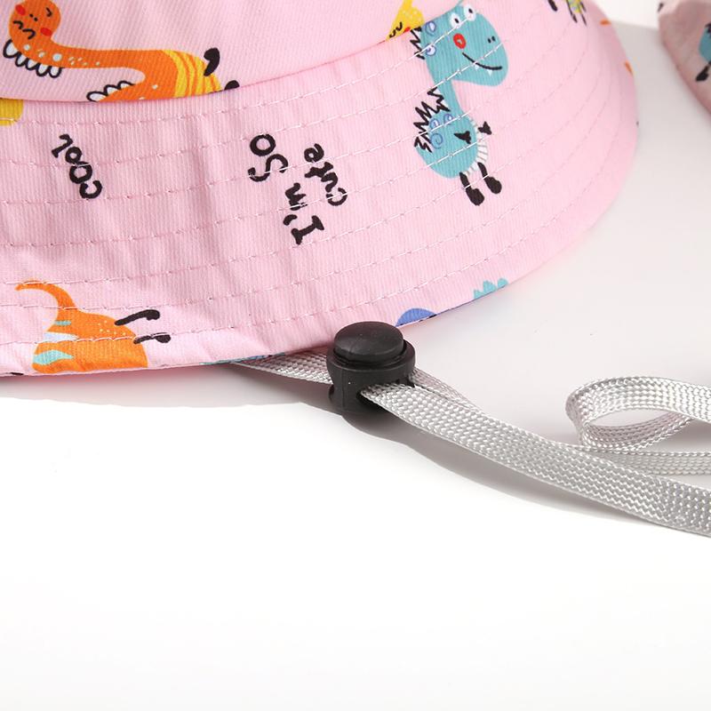 Cartoon Dinosaur Print Baby Bucket Hat Summer Outdoor Kids Boys Girls Sun Hat Cute Toddler Outdoor Beach Fisherman Cap