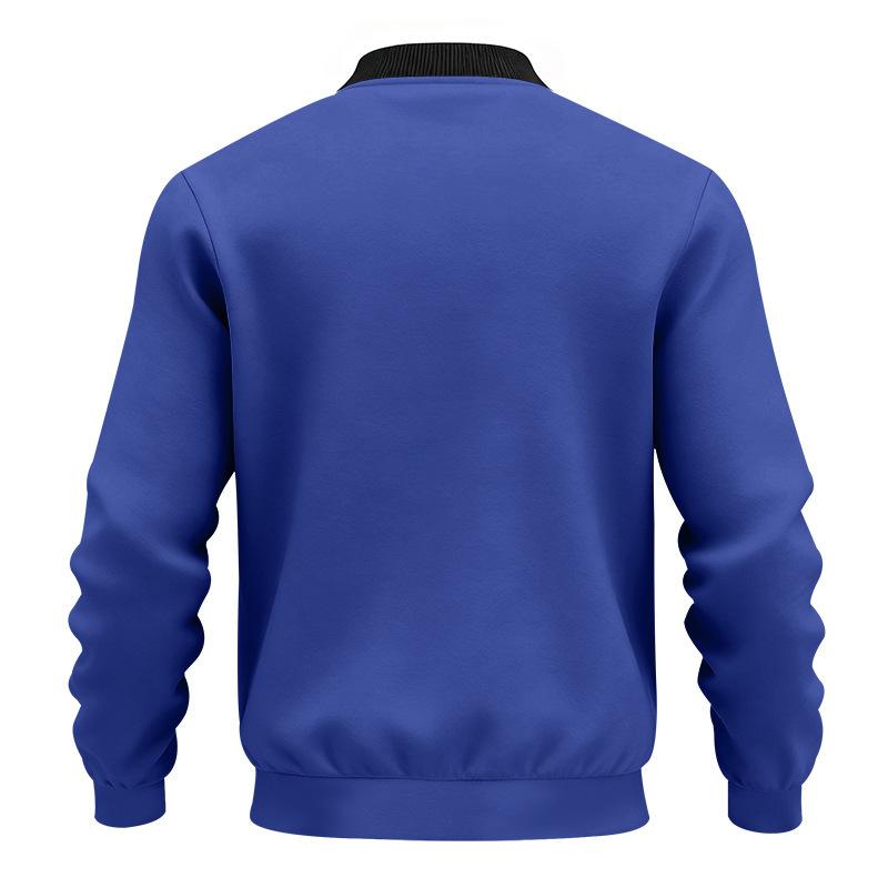 Giacca Bomber Casual da Uomo a Manica Lunga, Colore Unito, Collo Alto, con Zip