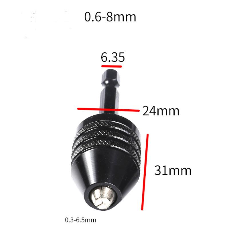Quick-Change 3-Jaw Drill Chuck - Fits 0.3-6.5mm Bits, 3.6mm Hex Shank for Rotary Tools