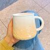 Relief Mug High Value Ceramic Cup with Lid with Spoon Office Water Cup for Women Breakfast Cup Souvenir Gift
