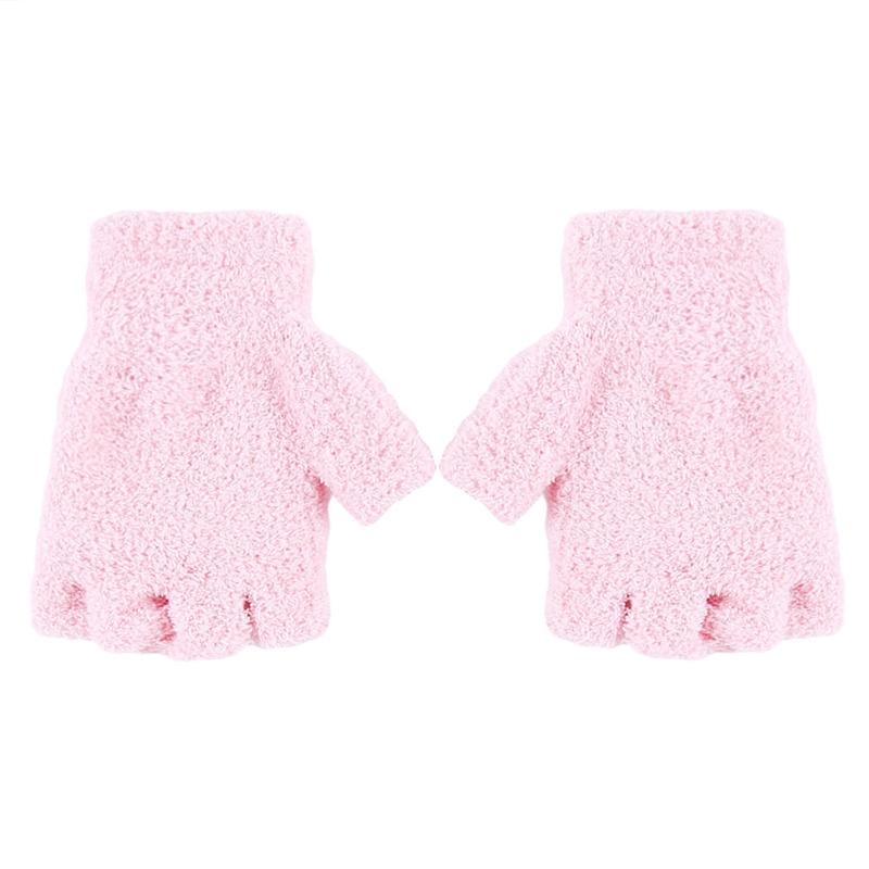 Student Dual-use Boys Girls Warm Winter Coral Velvet Gloves Convertible Flip Top Half Finger Gloves Knitting Mittens