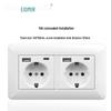 Curved White European Standard Socket Panel with Double USB & Type C, German Switch, Concealed Installation