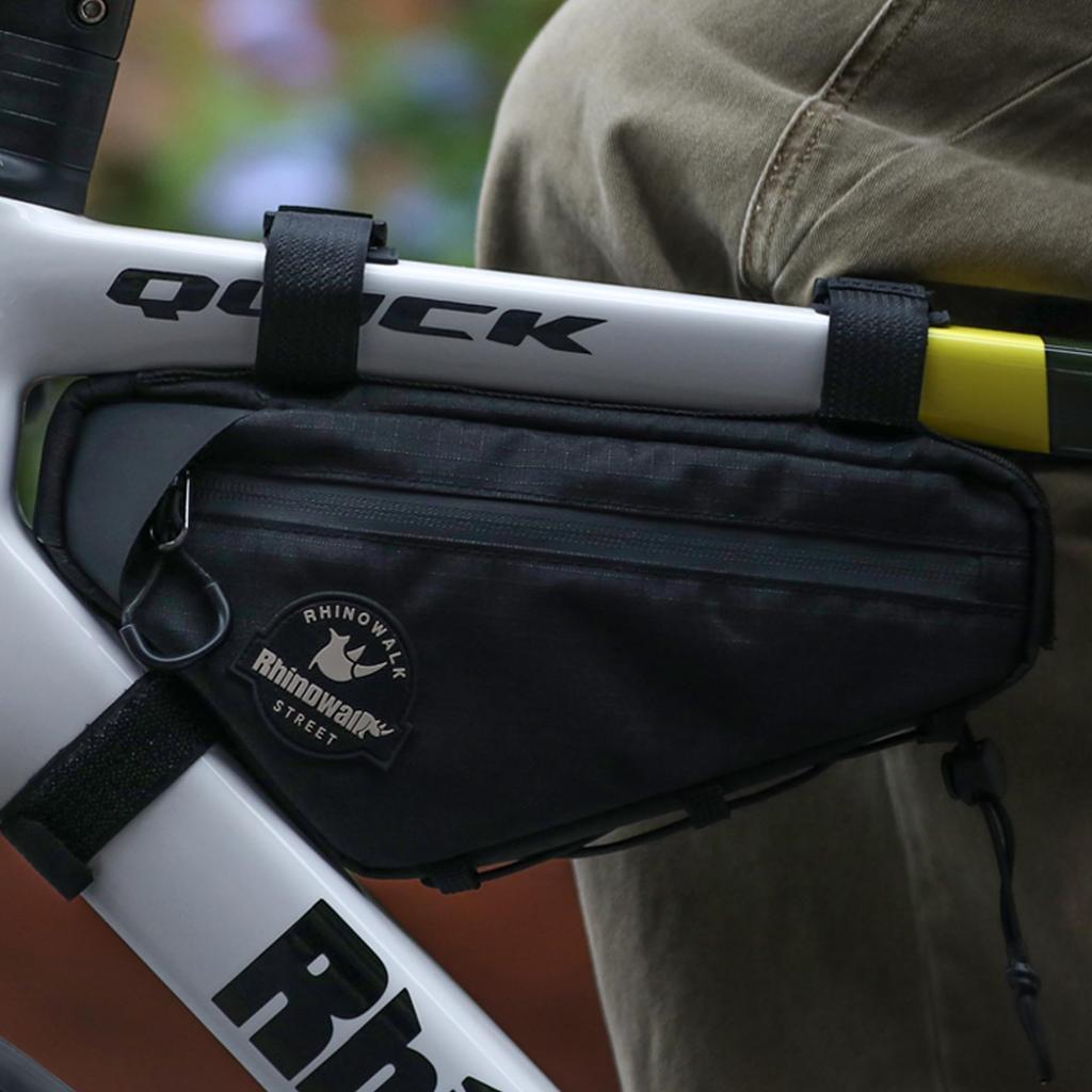 Rhinowalk Bike Frame Bag, Under Top Tube Bag, Bicycle Triangle Bag with Side Pockets and Storage Pouch for Road and Mountain Bikes