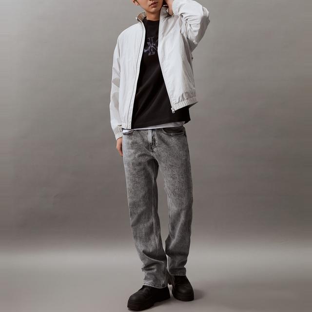 Calvin Klein Solid Color Casual Simple Embroidered Stand Collar Long Sleeve Jacket Men Jacket Galaxy-Gray J325905-PC8