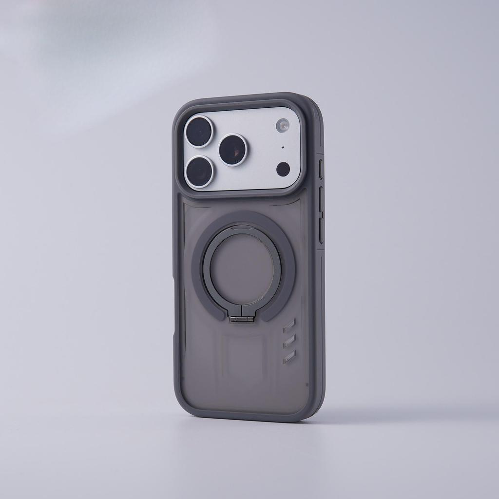 iPhone 17 Pro Max Magnetic Ring Stand Case with Skin-Feel Cover
