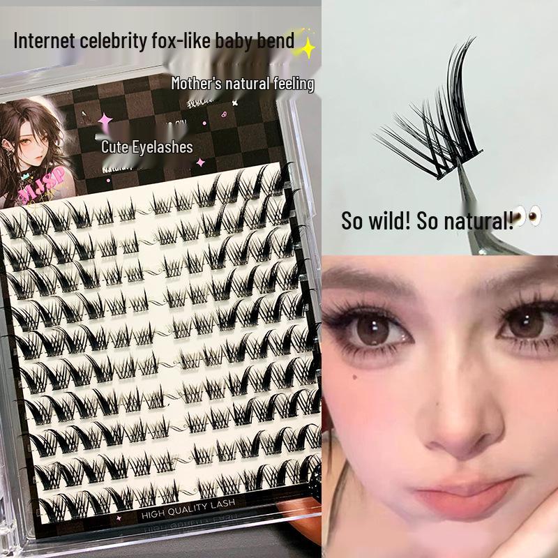 

Mengjie Natural Fox-eye False Eyelashes - Single Cluster for Daily Wear