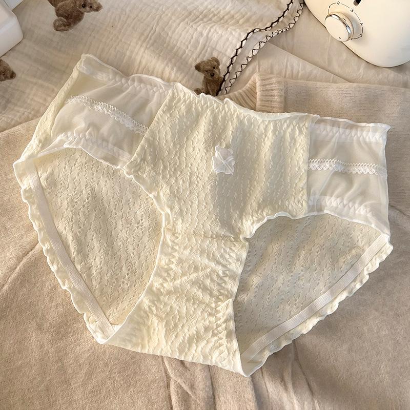 Plus Size Ladies Sweet Comfortable Breathable Girl Cute Bow Mid Waist Panties