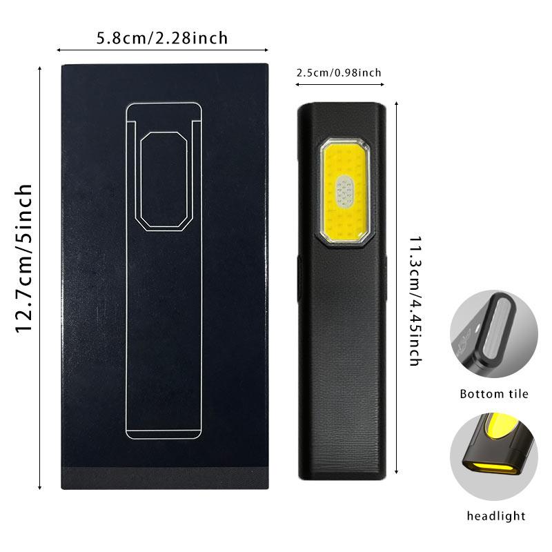 Portable LED Flashlight COB Floodlight and High Beam Aluminum Alloy Pen Clip Work Light Built In Battery with Tail Magnet