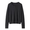 100 Worsted Wool Autumn New Solid Color Bag Button Crew Neck Knitted Cardigan Wool Knitted Cardigan