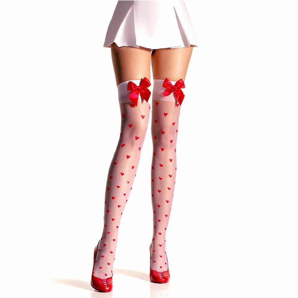 Women Sexy Thigh Cute Peach Heart Bow 
