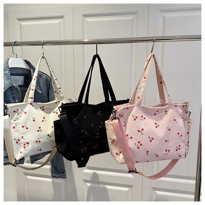 Large Capacity Bucket Tote Bag Cotton Casual Shoulder Handbag for Women