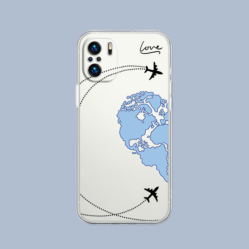 Planes World Map Travel Love Heart Phone Case For Xiaomi Redmi Note 15 14 5G 13 12 10 11 Pro Plus 4G 14C 13C 12C Gift Cover